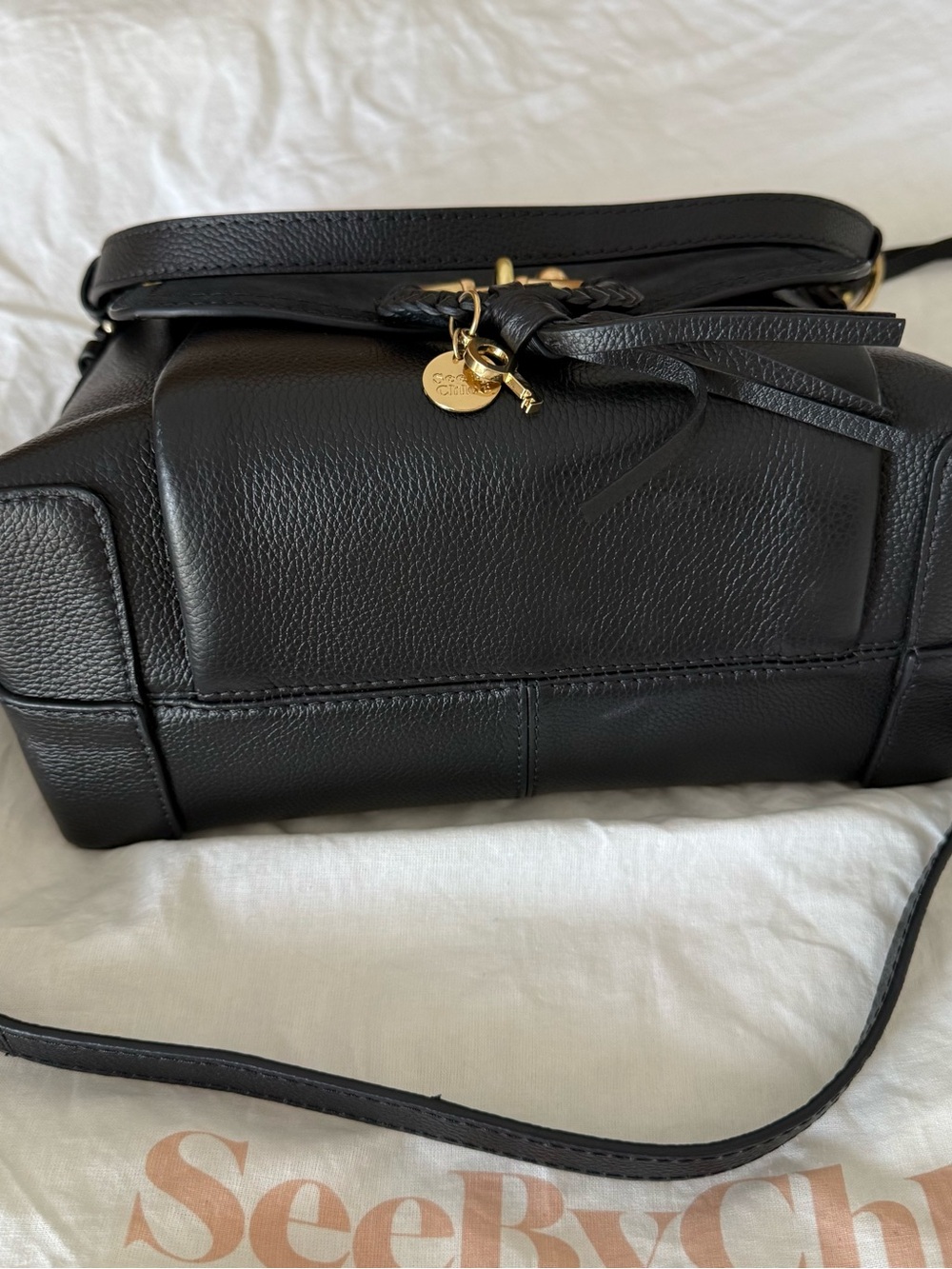 See By Chloe Black Leather Ring-Detail Crossbody Bag - Picture 3 of 11
